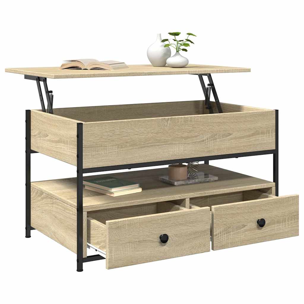 Salontafel 85X50X50 Cm Bewerkt Hout En Metaal Kleur Sonoma eiken 85 cm