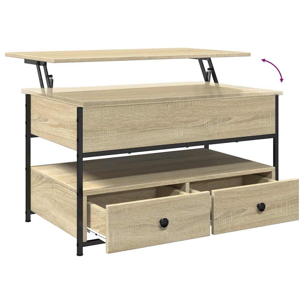 Salontafel 85X50X50 Cm Bewerkt Hout En Metaal Kleur Sonoma eiken 85 cm