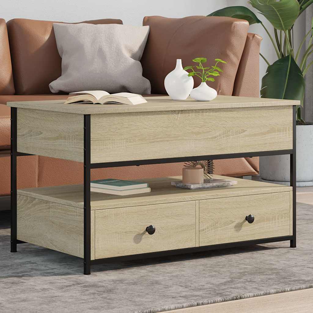 Salontafel 85X50X50 Cm Bewerkt Hout En Metaal Kleur Sonoma eiken 85 cm