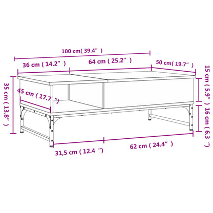 Salontafel 100X50X35 Cm Bewerkt Hout En Metaal Sonoma Eiken