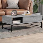 Salontafel 100x50x35 cm bewerkt hout metaal grijs sonoma