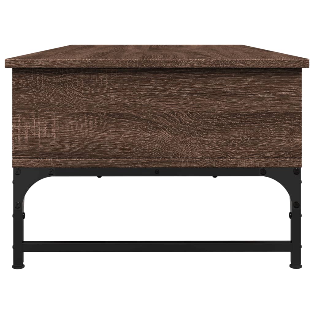 Salontafel 100X50X35 Cm Bewerkt Hout En Metaal Bruin Eikenkleur