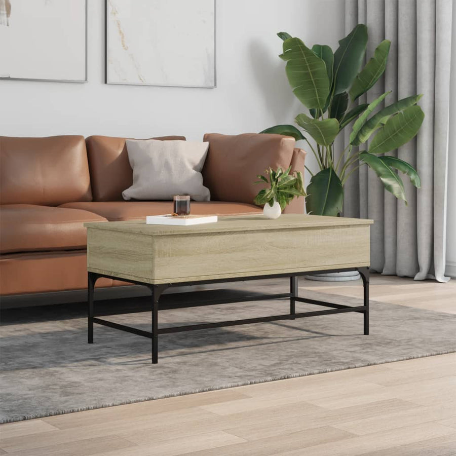 Salontafel 100X50X45 Cm Bewerkt Hout En Metaal Sonoma Eiken