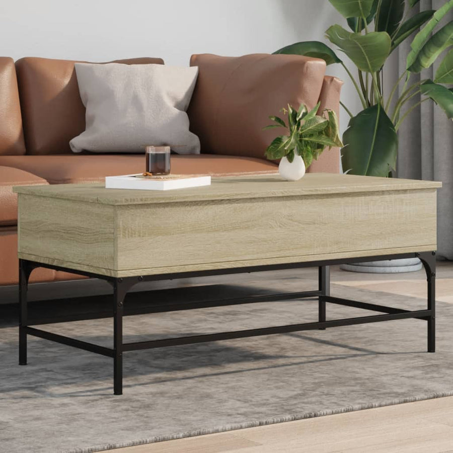 Salontafel 100X50X45 Cm Bewerkt Hout En Metaal Sonoma Eiken