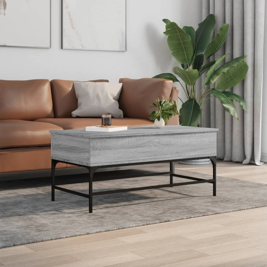 Salontafel 100X50X45 Cm Bewerkt Hout En Metaal Grijs Sonoma