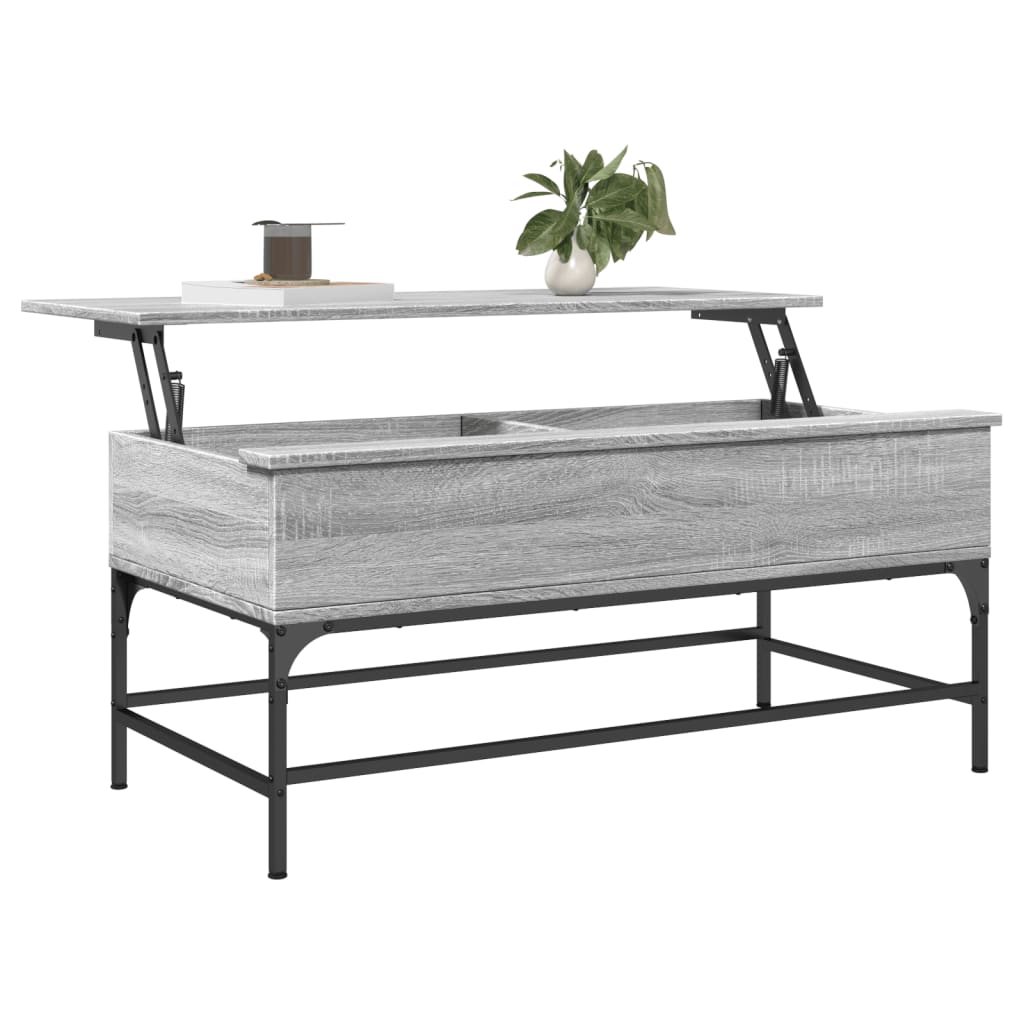 Salontafel 100X50X45 Cm Bewerkt Hout En Metaal Grijs Sonoma