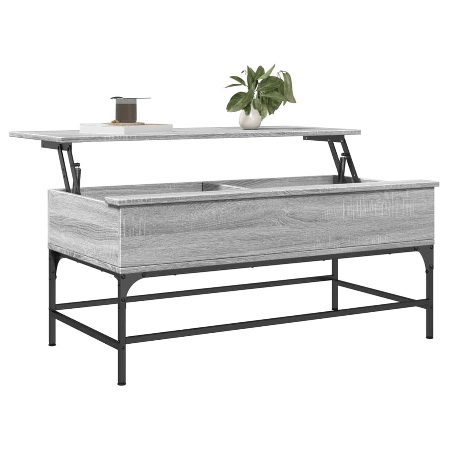 Salontafel 100X50X45 Cm Bewerkt Hout En Metaal Grijs Sonoma