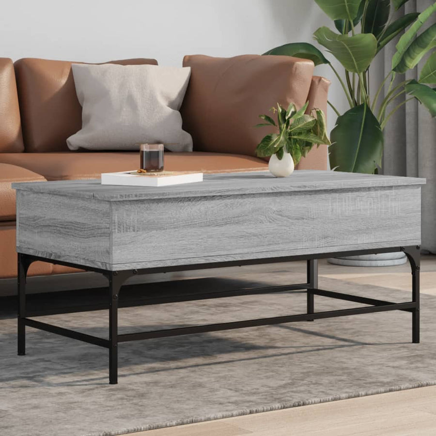 Salontafel 100X50X45 Cm Bewerkt Hout En Metaal Grijs Sonoma