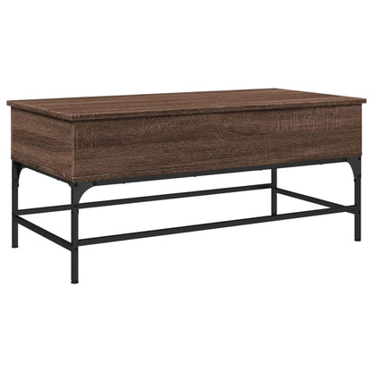Salontafel 100X50X45 Cm Bewerkt Hout En Metaal Bruin Eikenkleur