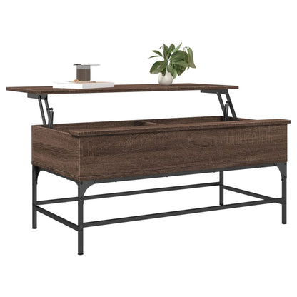 Salontafel 100X50X45 Cm Bewerkt Hout En Metaal Bruin Eikenkleur