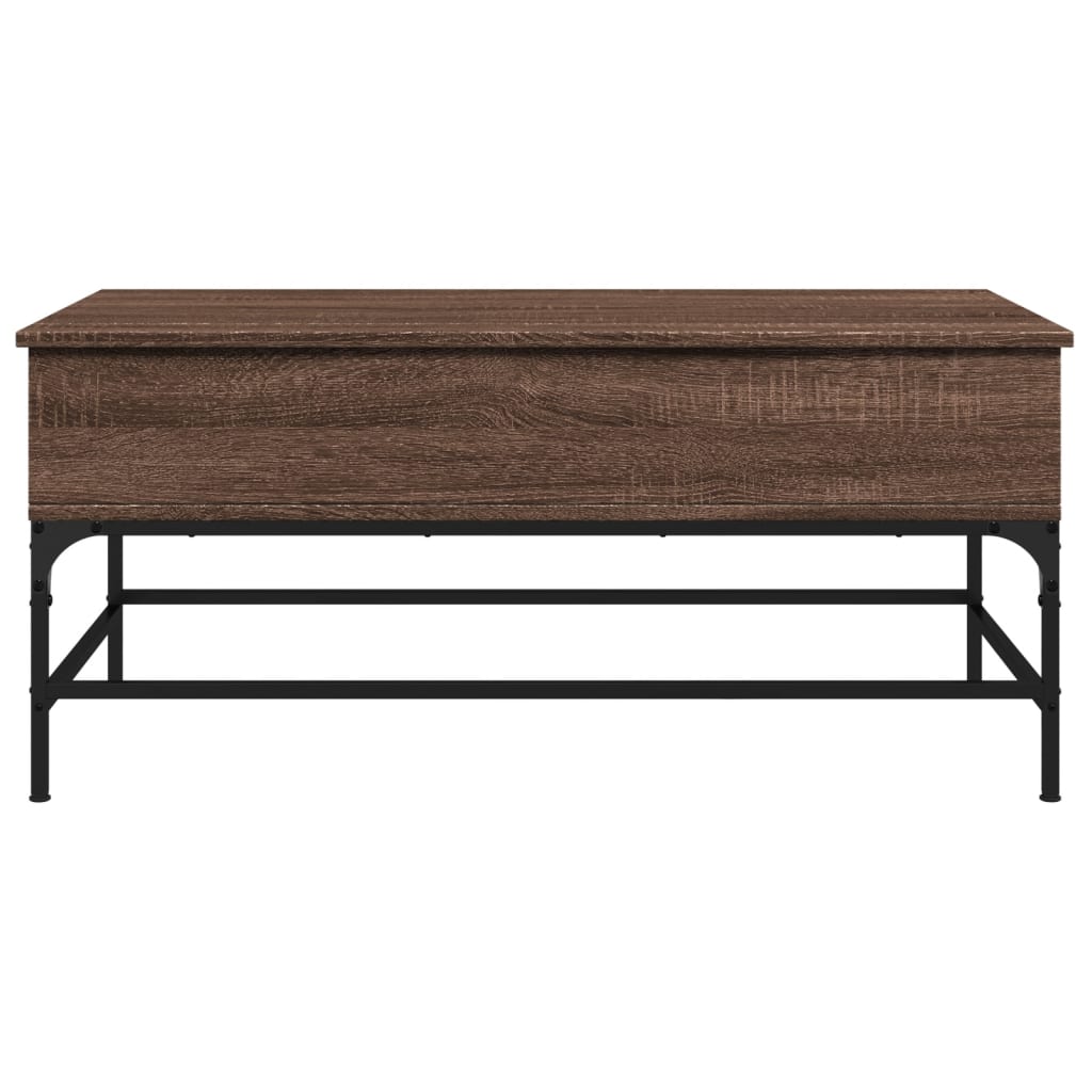 Salontafel 100X50X45 Cm Bewerkt Hout En Metaal Bruin Eikenkleur