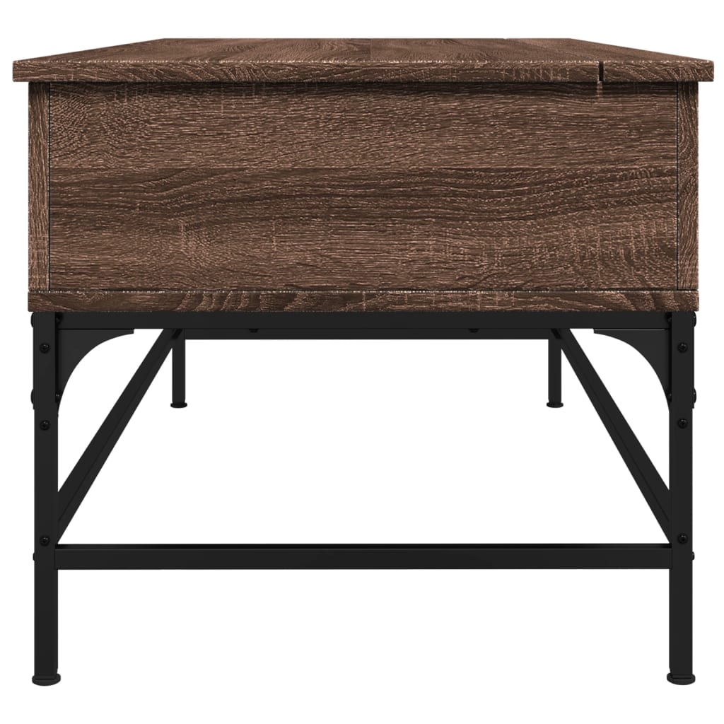 Salontafel 100X50X45 Cm Bewerkt Hout En Metaal Bruin Eikenkleur