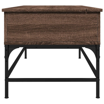 Salontafel 100X50X45 Cm Bewerkt Hout En Metaal Bruin Eikenkleur