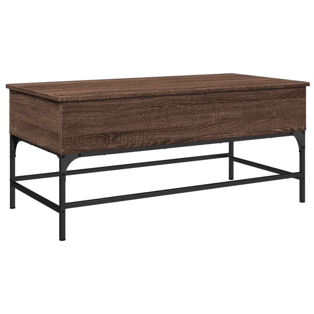 Salontafel 100X50X45 Cm Bewerkt Hout En Metaal Bruin Eikenkleur