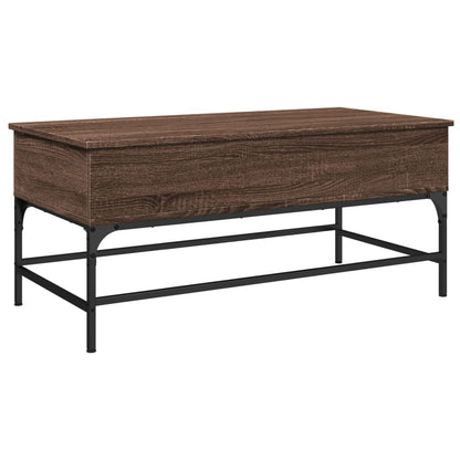 Salontafel 100X50X45 Cm Bewerkt Hout En Metaal Bruin Eikenkleur
