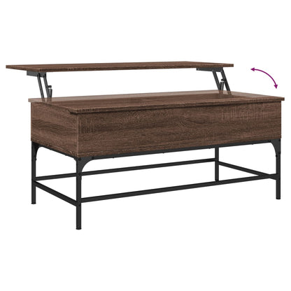 Salontafel 100X50X45 Cm Bewerkt Hout En Metaal Bruin Eikenkleur