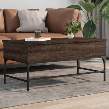 Salontafel 100X50X45 Cm Bewerkt Hout En Metaal Bruin Eikenkleur