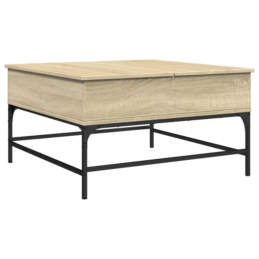 Salontafel 80X80X45 Cm Bewerkt Hout En Metaal Sonoma Eikenkleur