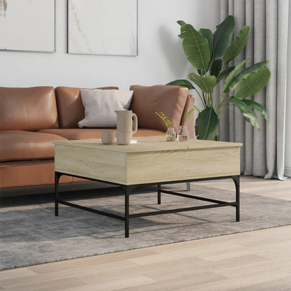 Salontafel 80X80X45 Cm Bewerkt Hout En Metaal Sonoma Eikenkleur