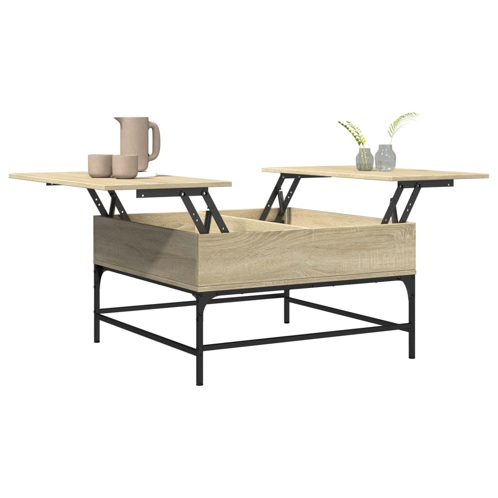Salontafel 80X80X45 Cm Bewerkt Hout En Metaal Sonoma Eikenkleur