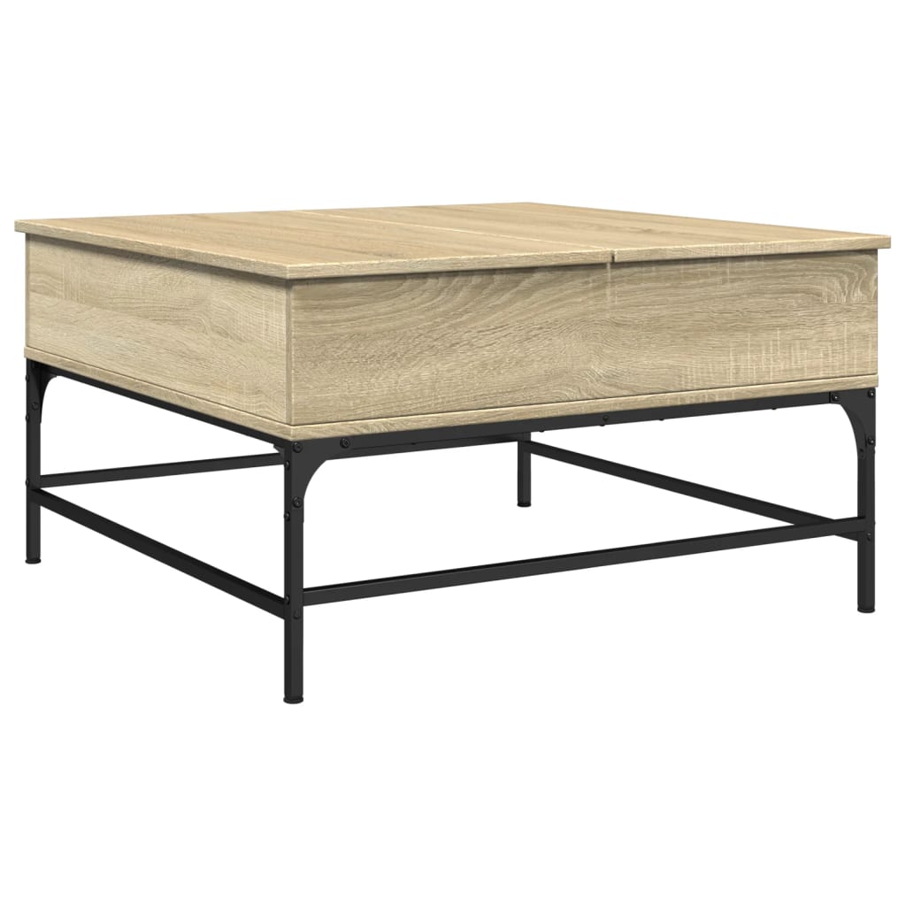Salontafel 80X80X45 Cm Bewerkt Hout En Metaal Sonoma Eikenkleur