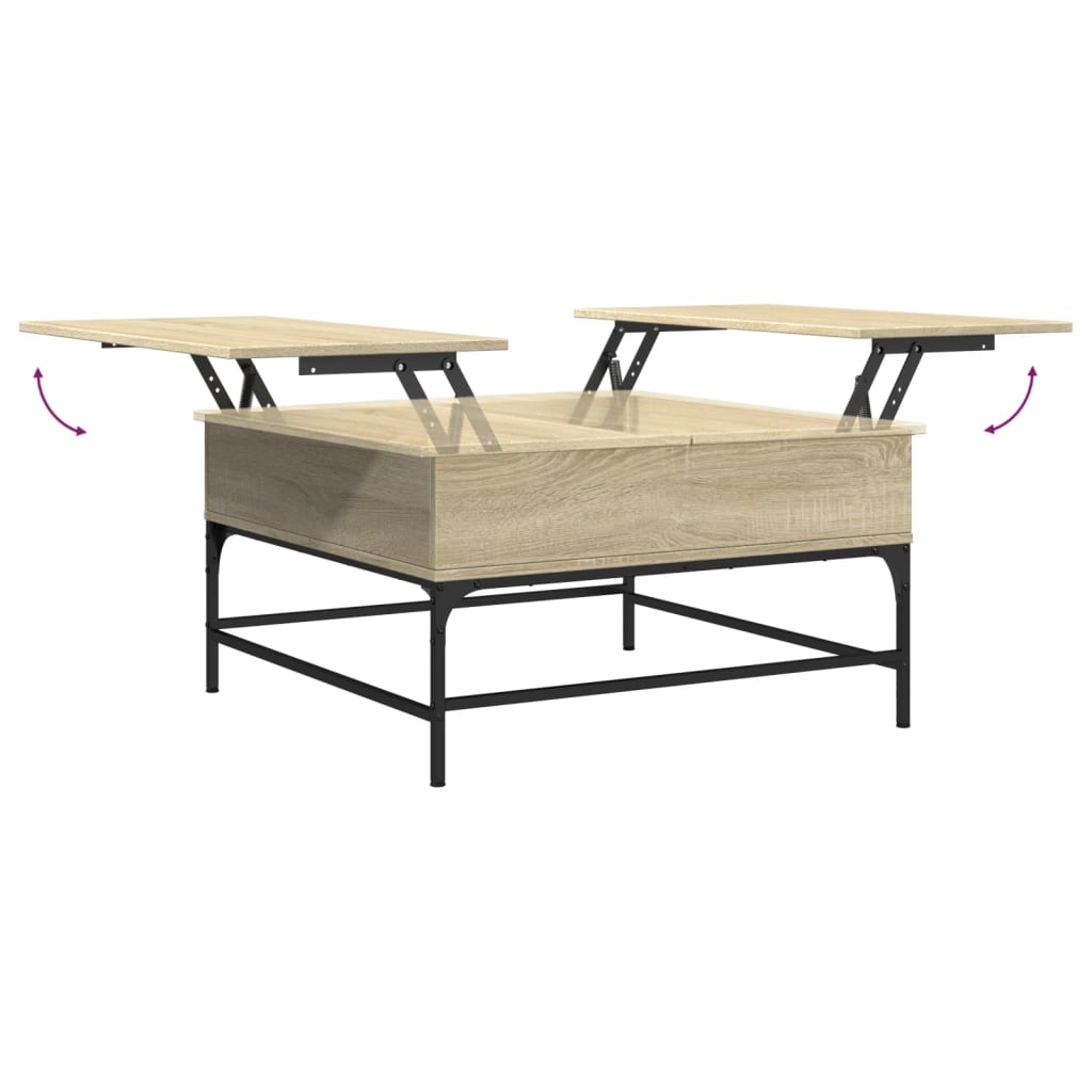 Salontafel 80X80X45 Cm Bewerkt Hout En Metaal Sonoma Eikenkleur