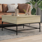 Coffee table 80x80x45 cm processed wood and metal sonoma oak color