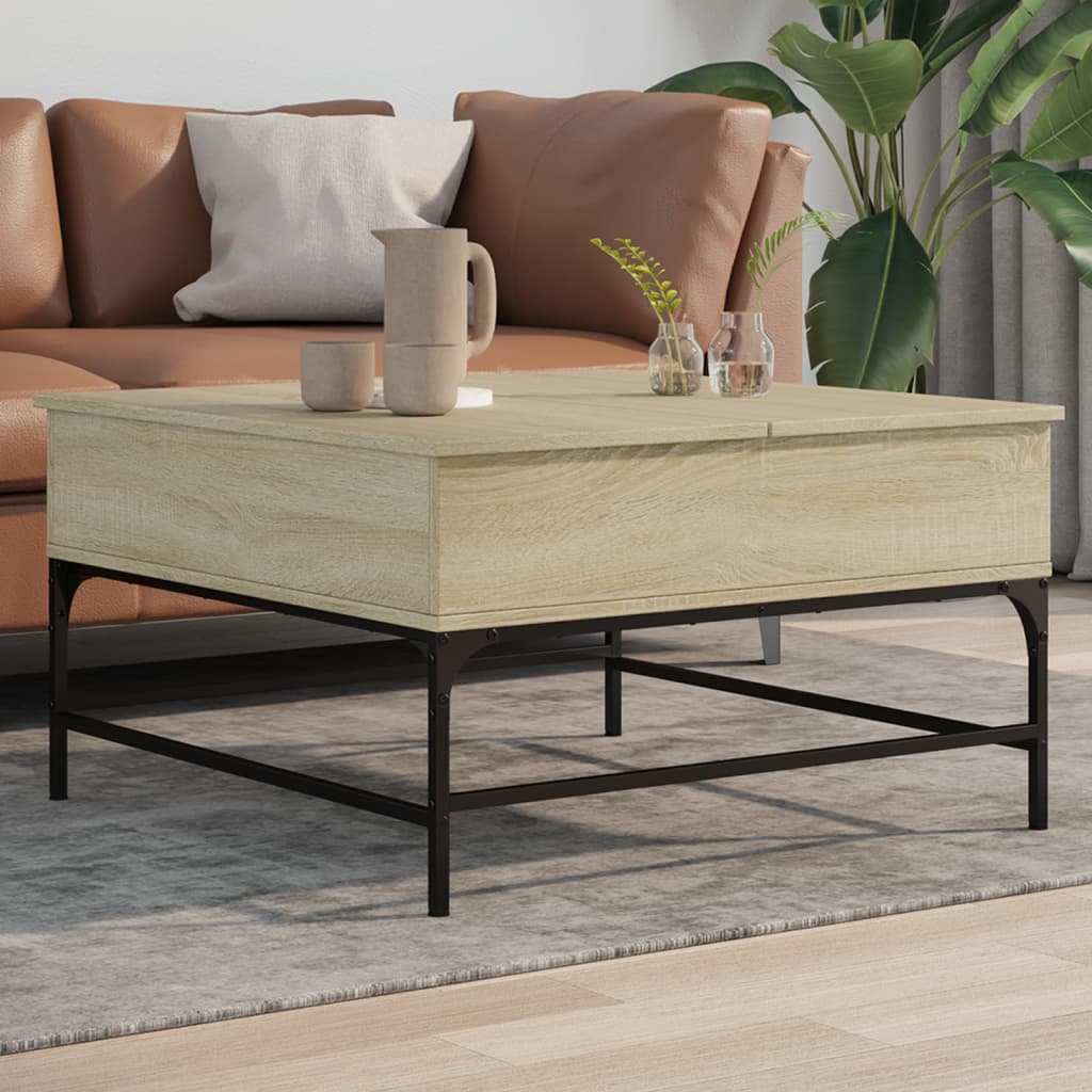 Salontafel 80X80X45 Cm Bewerkt Hout En Metaal Sonoma Eikenkleur