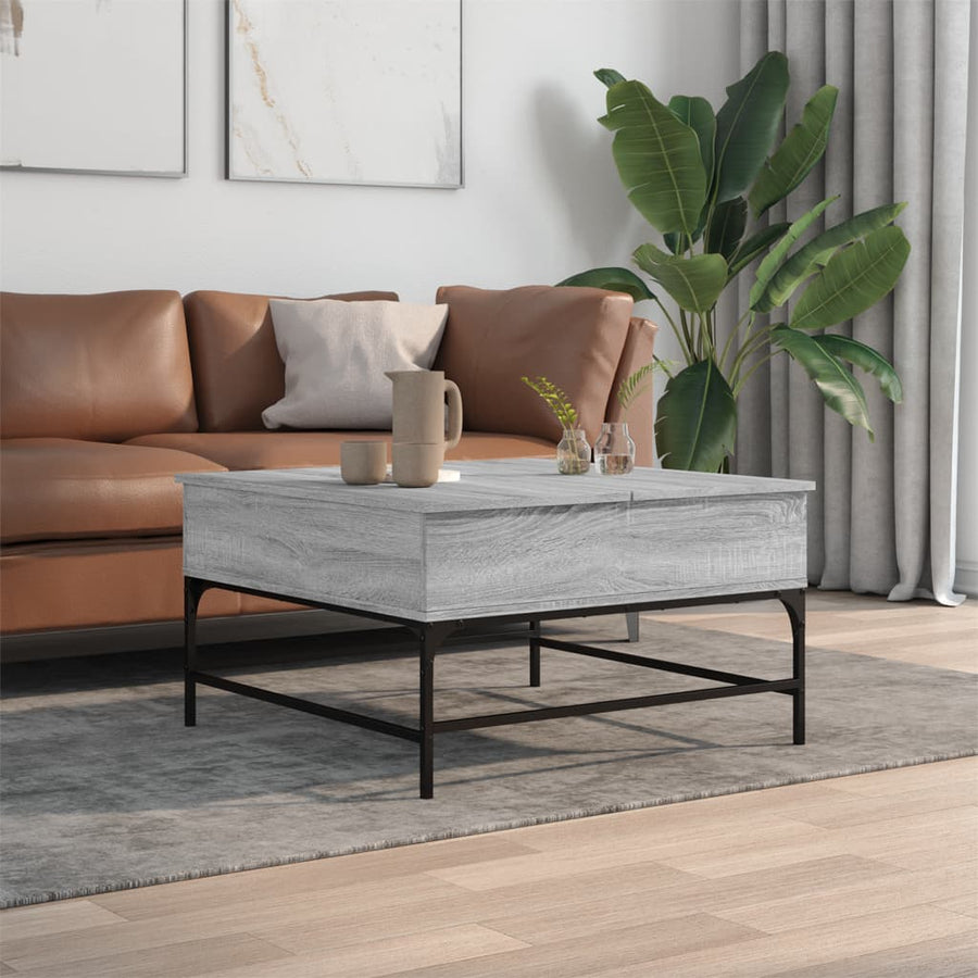 Salontafel 80X80X45 Cm Bewerkt Hout En Metaal Grijs Sonoma