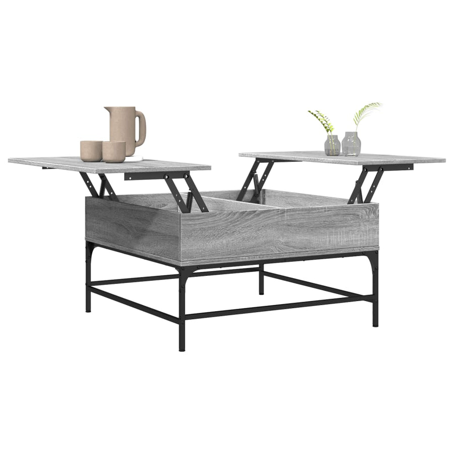 Salontafel 80X80X45 Cm Bewerkt Hout En Metaal Grijs Sonoma