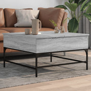 Salontafel 80x80x45 cm bewerkt hout metaal grijs sonoma