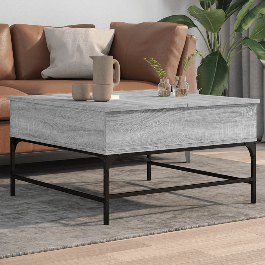Salontafel 80X80X45 Cm Bewerkt Hout En Metaal Grijs Sonoma