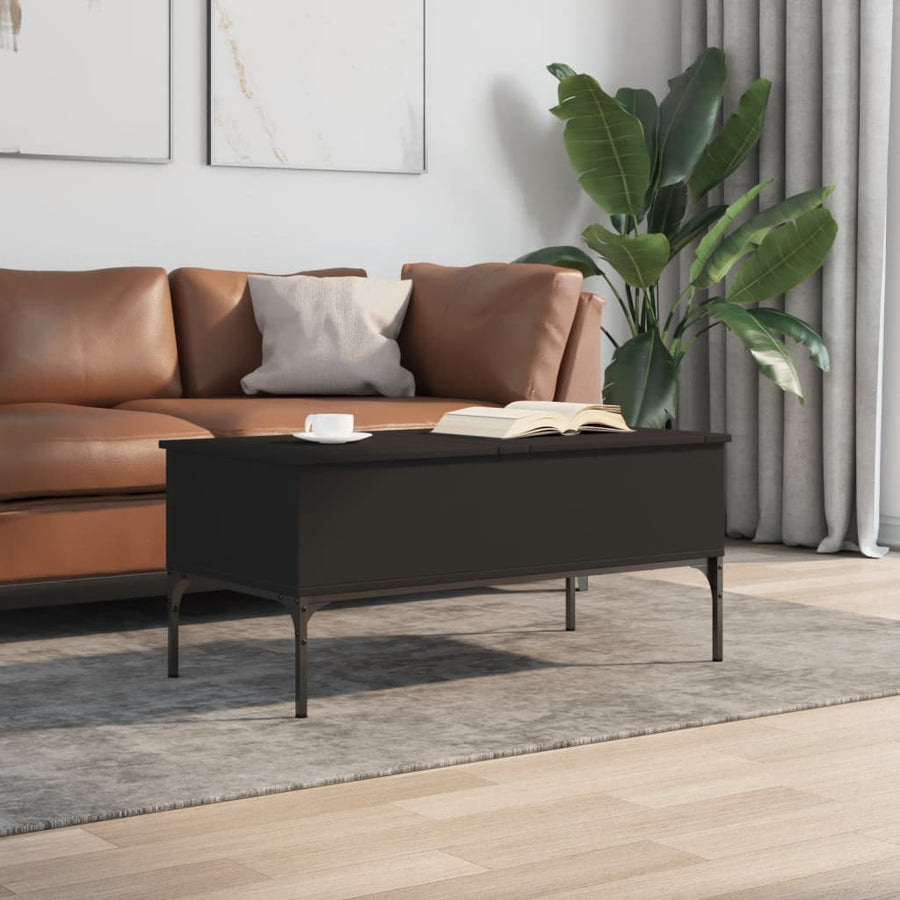 Salontafel 100X50X45 Cm Bewerkt Hout En Metaal Zwart