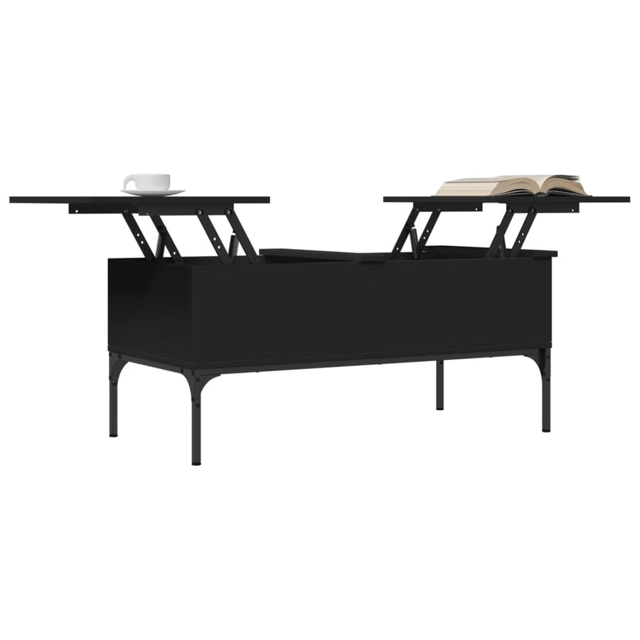 Salontafel 100X50X45 Cm Bewerkt Hout En Metaal Zwart