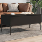 Coffee table 100x50x45 cm treated wood and black metal