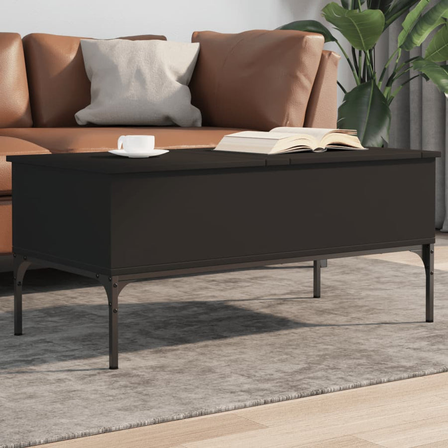 Salontafel 100X50X45 Cm Bewerkt Hout En Metaal Zwart