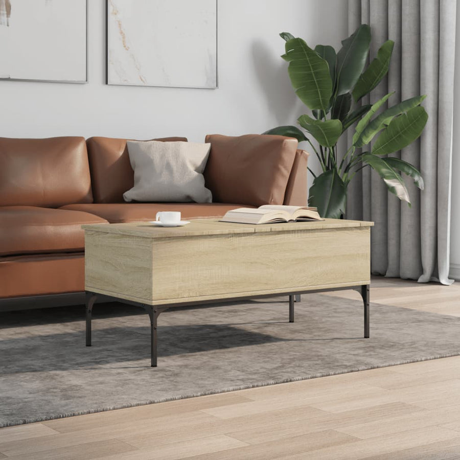 Salontafel 100X50X45 Cm Bewerkt Hout En Metaal Sonoma Eiken