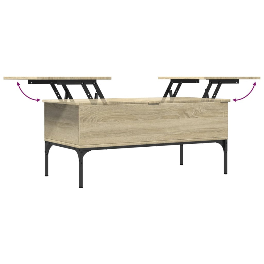 Salontafel 100X50X45 Cm Bewerkt Hout En Metaal Sonoma Eiken