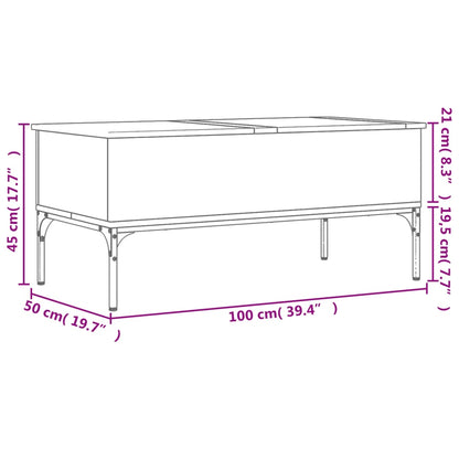 Salontafel 100X50X45 Cm Bewerkt Hout En Metaal Sonoma Eiken