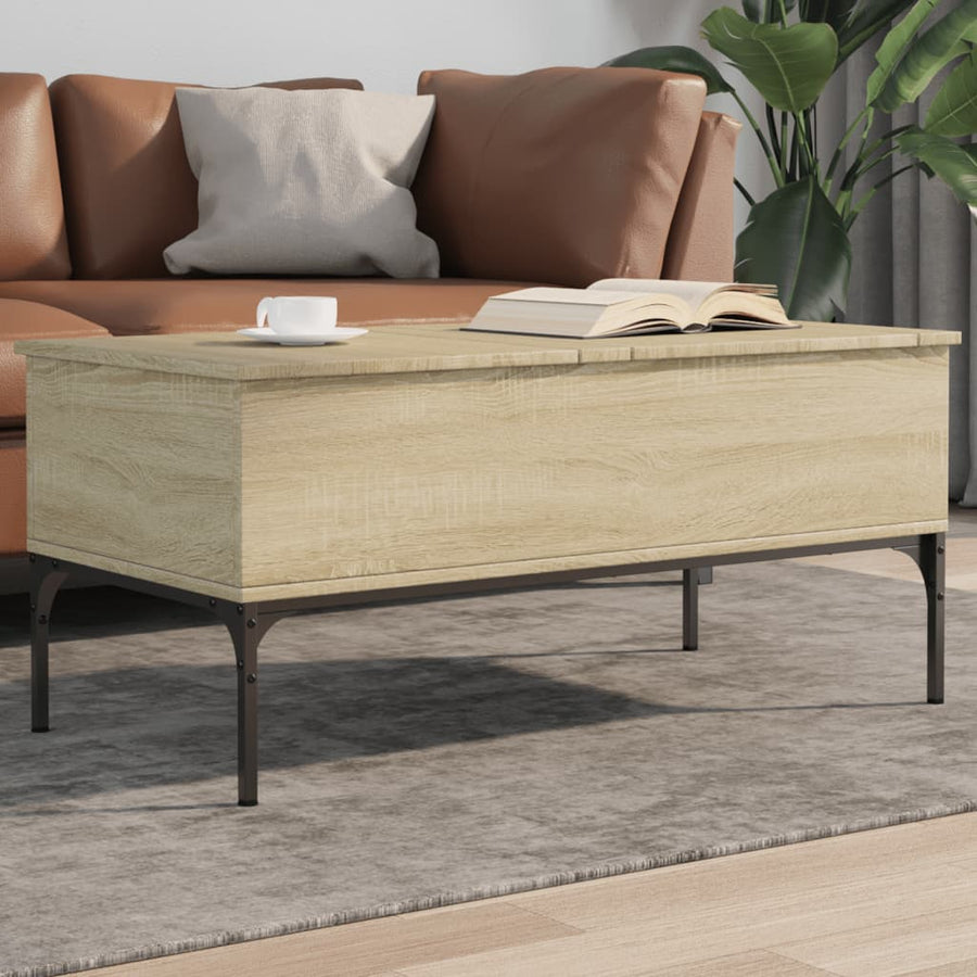 Salontafel 100X50X45 Cm Bewerkt Hout En Metaal Sonoma Eiken