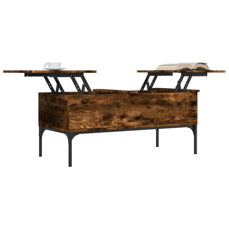 Salontafel 100X50X45 Cm Bewerkt Hout En Metaal Gerookt Eiken
