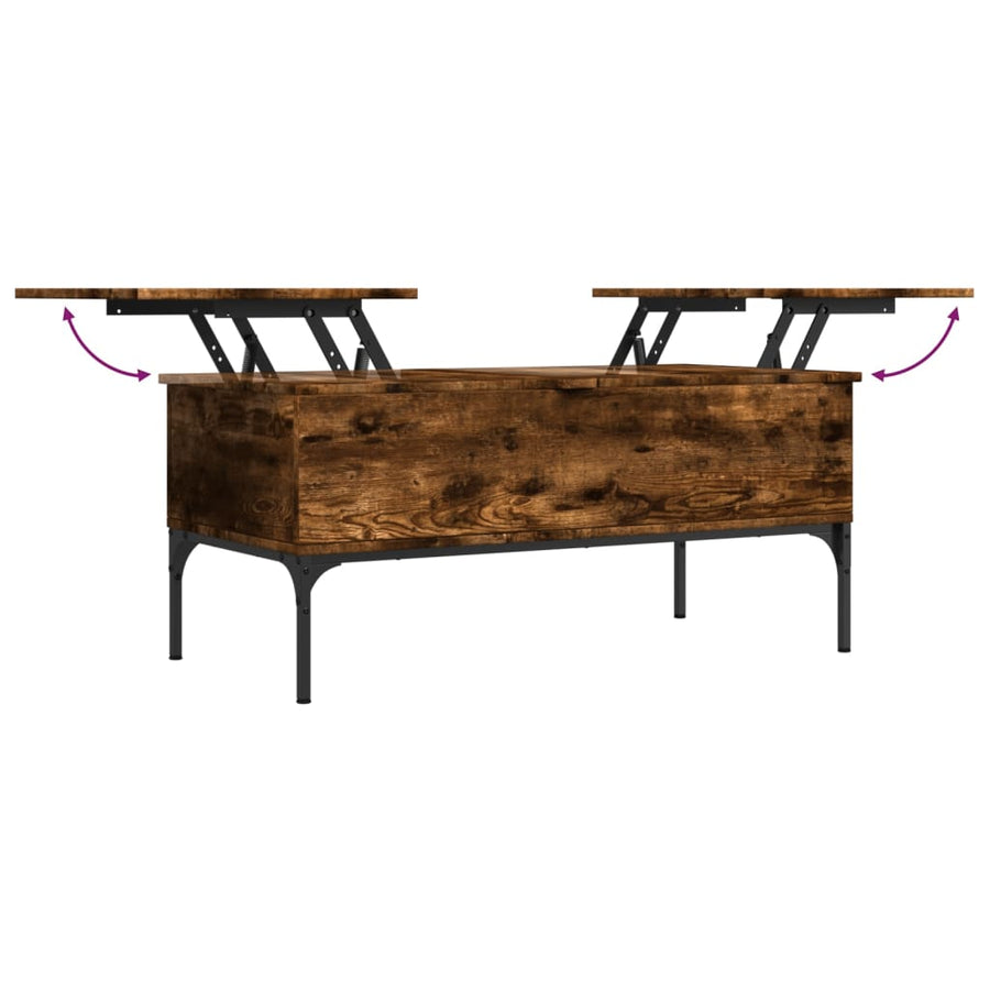 Salontafel 100X50X45 Cm Bewerkt Hout En Metaal Gerookt Eiken
