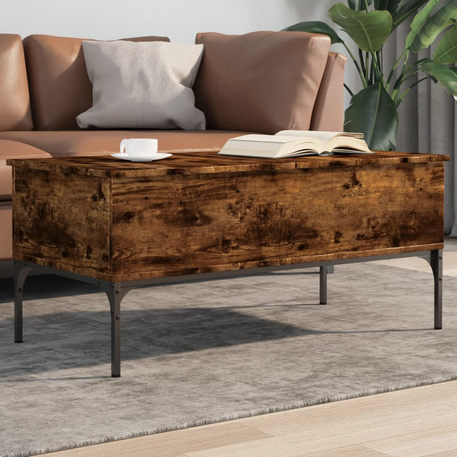 Salontafel 100X50X45 Cm Bewerkt Hout En Metaal Gerookt Eiken