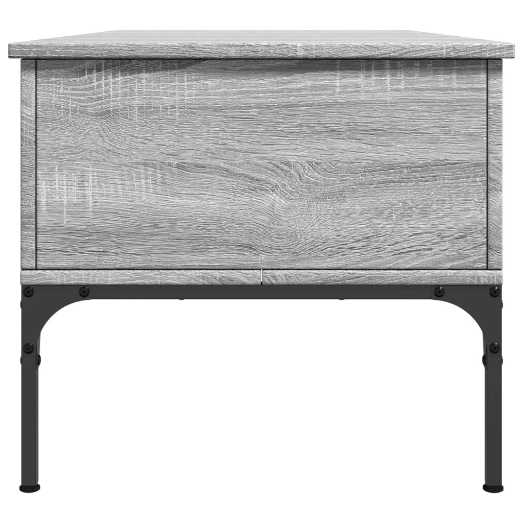 Salontafel 100X50X45 Cm Bewerkt Hout En Metaal Grijs Sonoma