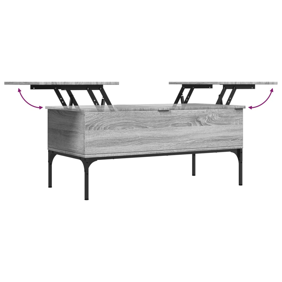 Salontafel 100X50X45 Cm Bewerkt Hout En Metaal Grijs Sonoma
