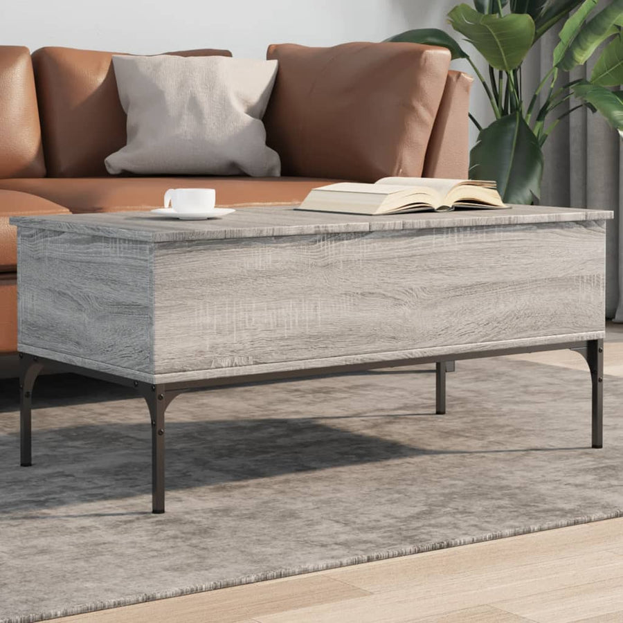 Salontafel 100X50X45 Cm Bewerkt Hout En Metaal Grijs Sonoma