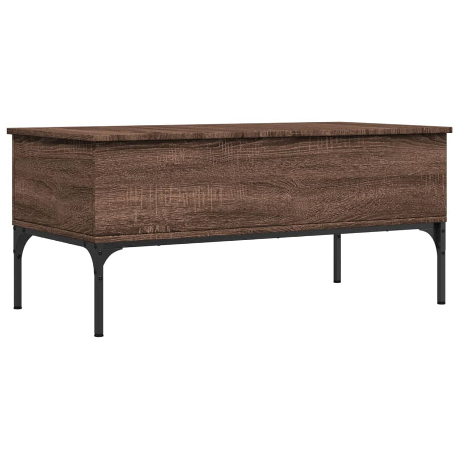Salontafel 100X50X45 Cm Bewerkt Hout En Metaal Bruin Eikenkleur