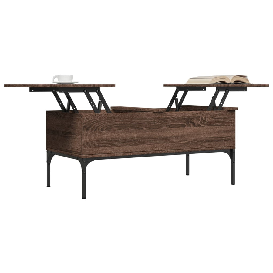 Salontafel 100X50X45 Cm Bewerkt Hout En Metaal Bruin Eikenkleur