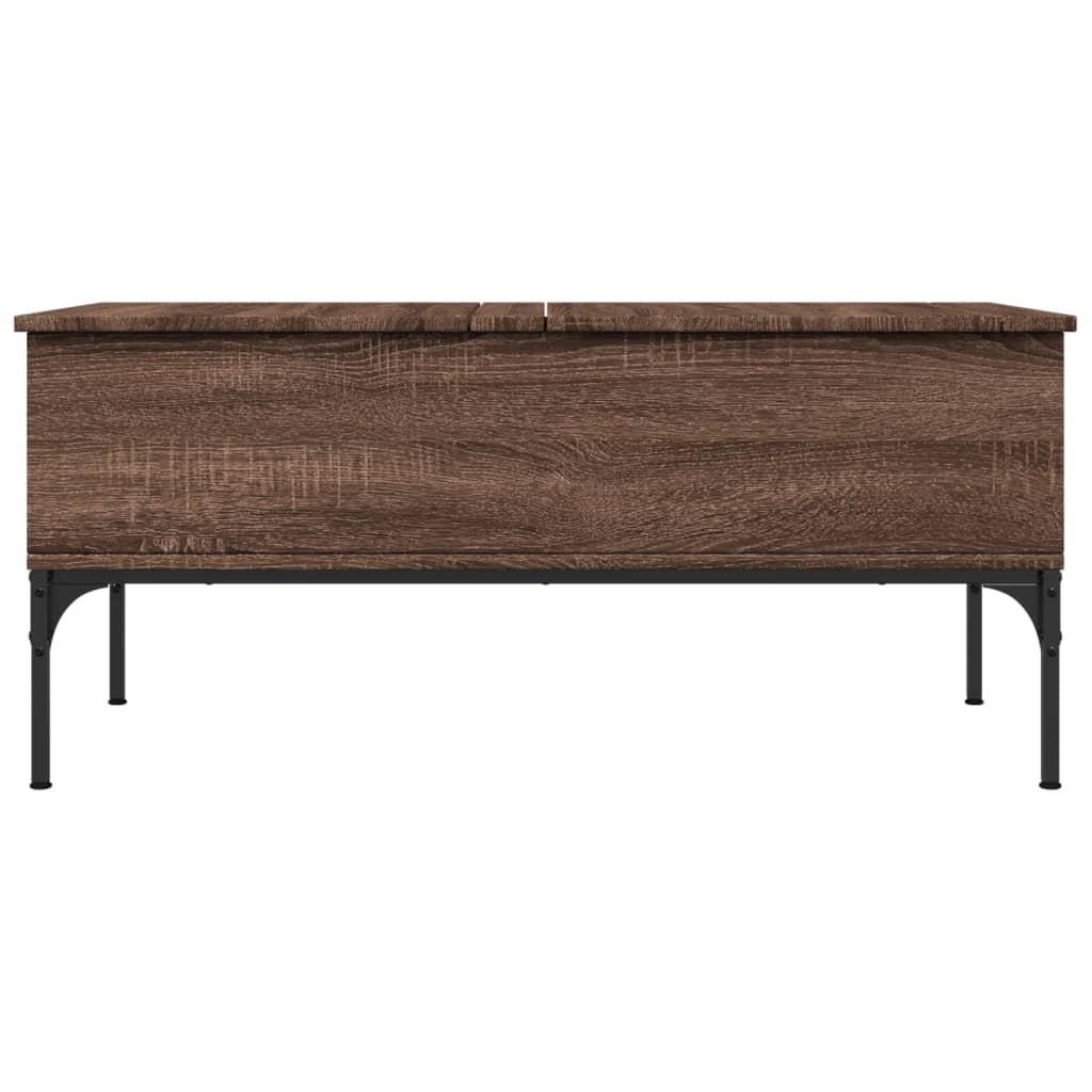 Salontafel 100X50X45 Cm Bewerkt Hout En Metaal Bruin Eikenkleur