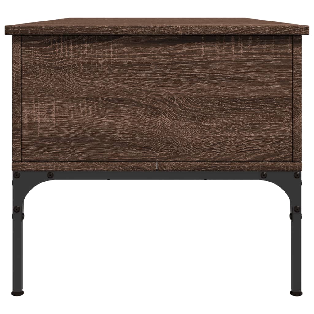 Salontafel 100X50X45 Cm Bewerkt Hout En Metaal Bruin Eikenkleur